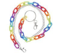 Rainbow Pant Chain with Carabiner Buckle, Fashion Accessory | Plastic and Metal Build, Skirt or Belt Use, Punk Party Styling, Easy Clip-on Removal