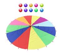 Rainbow Parachute - Multicolored Play Tent with 10 Balls | Cooperative Games Toy for Physical Coordination | Prevents Abrasion, Teamwork Activity, Outdoor Playground, 6 Feet