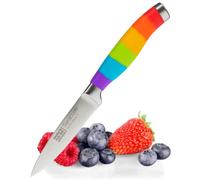 Rainbow Paring Knife - 8cm/3” Stainless Steel Blade with Ergonomic and Non-Slip Handle. Perfect for Peeling, Slicing, and Dicing Fruits and Vegetables - Affordable Luxury for Any Home Chef or Foodie