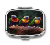 Rainbow Parrots Weekly AM/PM Pill Organizer.Waterproof Portable Compact Travel Pill Organizers.Small Pill Box for Medicine Holder for Vitamins Medication.