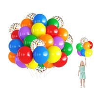 Rainbow Party Balloon Set - 60Pcs 12Inch Thick Latex Balloons in Red, Orange, Yellow, Green, Blue, Purple - Confetti and Helium Balloons for Kids Birthday, Video Game Party Decoration