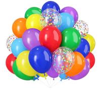 Rainbow Party Balloons, 60 Pack Multicolour Latex Balloon, Red Green Blue Yellow Purple Party Balloons, 12 inch Helium Assorted Colorful Balloon for Kids' Birthday Carnival Circus Festival Decoration