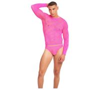 Rainbow Party Bubble Men’s Pink Sheer Mesh Long-Sleeve Top &amp, Thong Set