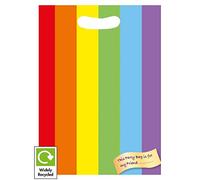 RAINBOW PARTY GOODIE RECYCLABLE BAGS - LOOT TREAT PLASTIC CELLO GIFT BAG (12)