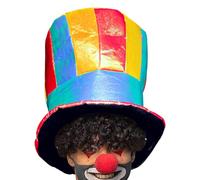 Rainbow Party Hat - Clown Costume Topper, Crazy Striped Hat | Push Design Lightweight, Comfortable Fit Elastic, Bright Colorful Look With High Extravagant Style For Kids P