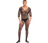 Rainbow Party Supernova Men’s Black Fishnet Bodystocking &amp, Thong Set