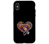 Rainbow Patchwork Heart Stethoscope Caregiver Case for iPhone X/XS