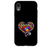 Rainbow Patchwork Heart Stethoscope Caregiver Case for iPhone XR