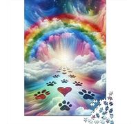 Rainbow Path to Heaven1000 Piece Cardboard Paw Print Jigsaw Puzzle Set Adults Fun Party Game Brain Training Indoor Leisure Activity Gift 70x50cm/1000pcs