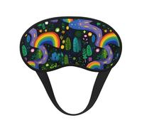 Rainbow Pathway Decor Printed Black Border Eye Mask, Soft and Comfortable, Perfect for Travel, Camping, and Meditation