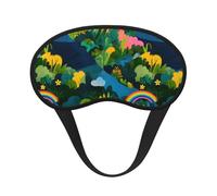 Rainbow Pathway Decor Printed Black Border Eye Mask, Soft and Comfortable, Perfect for Travel, Camping, and Meditation