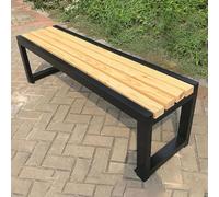 Rainbow Patio Garden Bench - Backless Outdoor Chair for Park Yard Balcony & Deck - Weather Resistant Black & Wood Design (100×40×45cm)