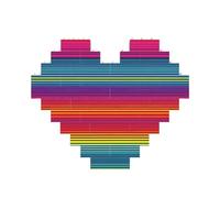 Rainbow Pattern Print Building Brick Block Puzzle Heart Shape Brick Puzzle 3D Jigsaw DIY Home Decor