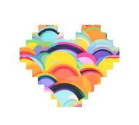 Rainbow Pattern Print Building Brick Block Puzzle Heart Shaped,Christmas Valentines Birthday Anniversary Presents