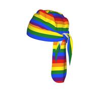 Rainbow Pattern Print Cycling Head Scarf Quick Dry Skull Liner Breathable Riding Cap for Sports Event Gift 22-24 Inch