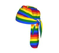 Rainbow Pattern Print Cycling Headwrap Under Helmet Skull Cap Sweat Wicking Quick Dry for Patriotic Event Gift