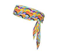 Rainbow Pattern Print Headbands Soft Unisex Adjustable Headwraps, Hair Athletic Bands For Running, Tennis, Sports