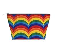 Rainbow Pattern Print Makeup Bag Trapezoid Travel Cosmetic Organiser Stylish Storage for Beauty & Gifts for Women Girls