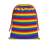 Rainbow Pattern Printing 11.8x15.8in Drawstring Gift Bag With Red Ribbon Closure For Halloween Xmas,For Adults Gifting