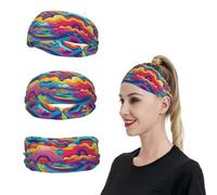 Rainbow Pattern Sports Headband for Men Women Wide Elastic Hair Bands Moisture Wicking Workout Sweatband Fashion Non Slip Head Bands Running Bandana for Yoga Fitness