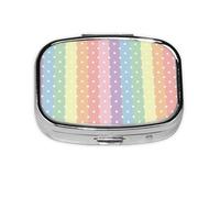 Rainbow Pattern with Dot,Meta Pill Box 2 Compartment Medicine Case,Portable Organizer,Rectangle Meta Portable Organizer Pill Box 2467 Compartment Medicine Case