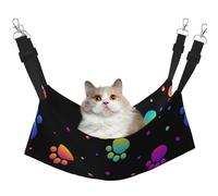 Rainbow Paw Footprint Animal Pattern,Cat Hanging Hammock Soft Double Sided Hanging Bed for Small Dogs Pet,M