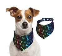 Rainbow Paw Footprint Animal Pattern Dog Bandana Adjustable Pet Triangle Bib Dog Scarf Kerchief Accessories For Dogs And Cats M