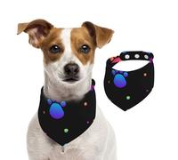 Rainbow Paw Footprint Animal Pattern,Dog Bandanas Cotton Pet Scarf Adjustable Bibs for Pet,L