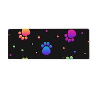 Rainbow Paw Footprint Animal Pattern,Mouse Pad Large Desk Pad Computer Keyboard Mouse Mat With Non Slip Rubber Base 30 x 80 cm