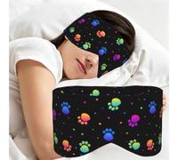 Rainbow Paw Footprint Animal Pattern, Sleep Mask for Home Travel, Full Eye Covers Light Blocking Eye Mask Sleep Eye and Ear Muffs
