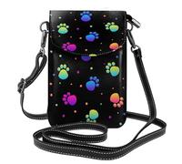 Rainbow Paw Footprint Animal Pattern, Small Crossbody Bags, Cell Phone Purses For Women - PU Leather Cellphone Wallet With Credit Card Slots