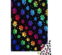 Rainbow Paw Print 1000 Piece Recycled Board Colorful Decor Puzzles for Adults Digital Detox Full Size Poster Collector's Box 52x38cm/1000pcs