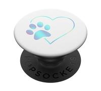 Rainbow Paw Print Heart Dog Cat White PopSockets Adhesive PopGrip