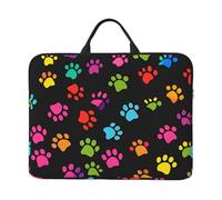 Rainbow Paw Print Laptop Case 14 Inch Dog Footprint Laptop Bag for Women Men, Water-Resistant Business Computer Carrying Bag Shockproof Notebook Sleeve