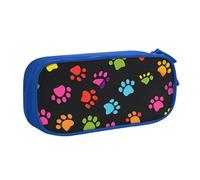 Rainbow Paw Print Pencil Case for Boys Girls Dog Footprint Large Pen Bag Desk Stationery Organizer Pencil Pouch for School Office Zippered Makeup Bag