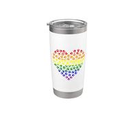 Rainbow Paw Prints Heart Stainless Steel Insulated Tumbler