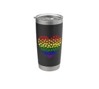 Rainbow Paw Prints Heart Stainless Steel Insulated Tumbler