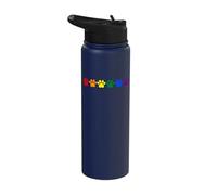 Rainbow Paw Prints LGBTQ+ Pride Minimalist Stainless Steel Insulated Water Bottle