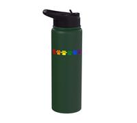 Rainbow Paw Prints LGBTQ+ Pride Minimalist Stainless Steel Insulated Water Bottle