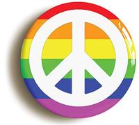 RAINBOW PEACE BADGE BUTTON PIN (Size is 1inch/25mm diameter) LGBT PRIDE DIVERSITY