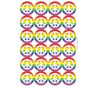 Rainbow Peace LGBT Pride Diversity Circular Matt Paper Stickers A4 Sheet of 24 (Each Sticker is 45mm Diameter)