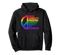 Rainbow Peace Pride Visibility Freedom Respect Pullover Hoodie