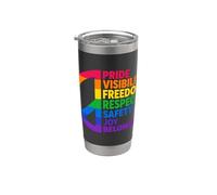 Rainbow Peace Pride Visibility Freedom Respect Stainless Steel Insulated Tumbler