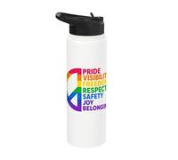 Rainbow Peace Pride Visibility Freedom Respect Stainless Steel Insulated Water Bottle