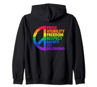 Rainbow Peace Pride Visibility Freedom Respect Zip Hoodie