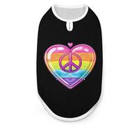 Rainbow Peace Sign Heart Gay Prideful Flag Dog Shirts Patterned Pet Clothes Tank Top Sleeveless T-Shirt for Cats Puppy XL