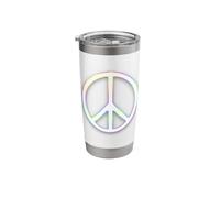 Rainbow Peace Sign Pride LGBTQ Love Equality Symbol Design Stainless Steel Insulated Tumbler