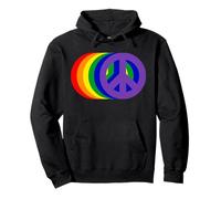 Rainbow Peace Sign Retro 60s 70s Gay Pride Month LGBT Hippie Pullover Hoodie