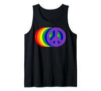 Rainbow Peace Sign Retro 60s 70s Gay Pride Month LGBT Hippie Tank Top