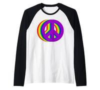 Rainbow Peace Sign Retro 60s 70s Peace Lover Hippie LGBTQ Raglan Baseball Tee